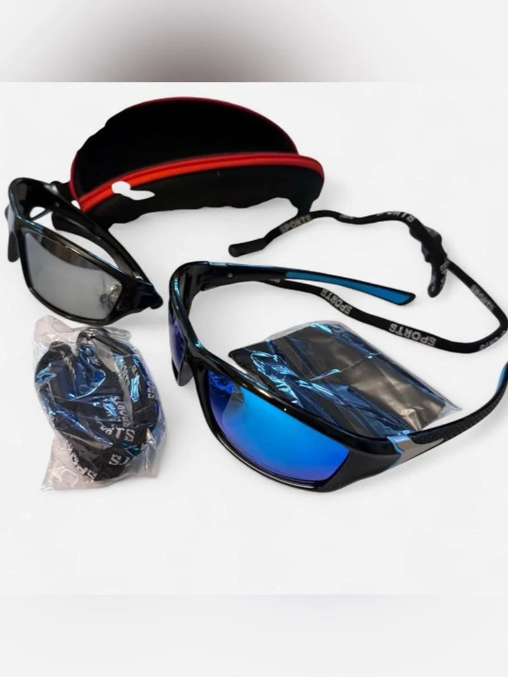 Foliful Polarized Sport Sunglasses 2-Pair Lot With Case